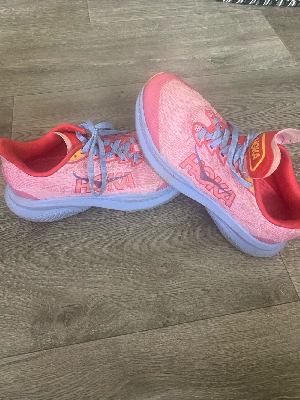 Hoka One One Pink, Coral & Light Blue kids Running Shoe